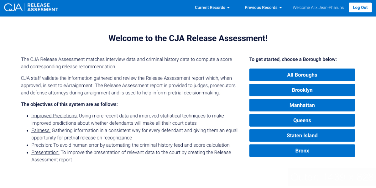 A web landing page with a welcome message
